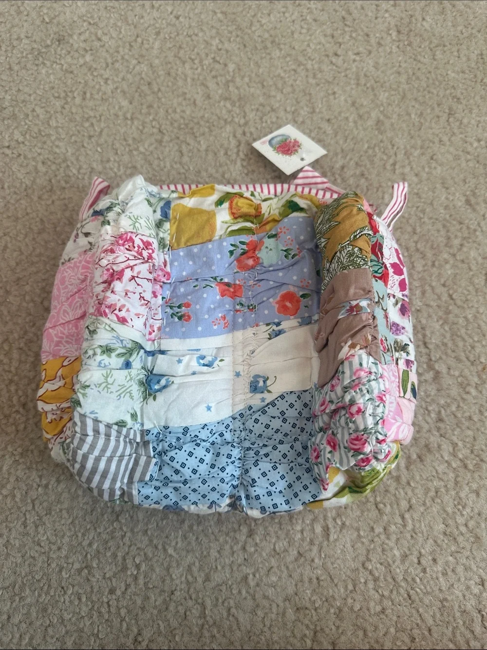 C&B Positano Multicolor Patchwork Quilted Cosmetic Pouch - Pink Accent